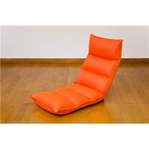 【在庫処分品】 低反発メッシュ座椅子/無段階リクライニングチェア 【オレンジ】 レバー付き 『PONY』 商品写真2