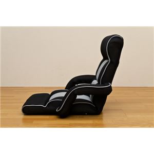 リラックスチェア/座椅子 【ブラック】 14段階リクライニング メッシュ肘付き  商品写真3