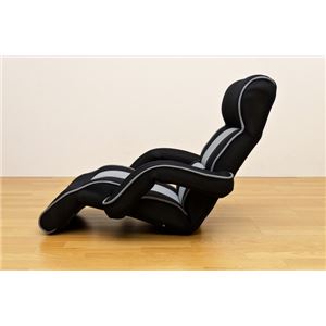 リラックスチェア/座椅子 【ブラック】 14段階リクライニング メッシュ肘付き  商品写真4