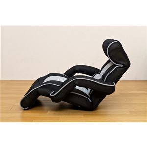 リラックスチェア/座椅子 【ブラック】 14段階リクライニング メッシュ肘付き  商品写真5