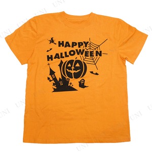 コスチューム/仮装 【ハロウィンTシャツ】 サイズM/オレンジ 『Halloween』 〔フェス イベント〕