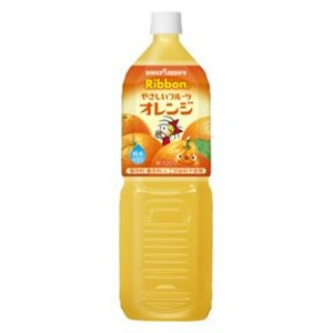 【まとめ買い】ポッカサッポロ Ribbon やさしいフルーツ オレンジ 1.5L ペットボトル 16本入り（8本×2ケース） - 拡大画像