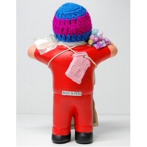 【エケコ人形18cm・タイプ2・赤】胴体の色は赤(レッド)「タバコをくわえさせてあげるとお礼に願い事が叶えてくれる!」と話題になった幸運人形。ペルー製 商品写真2
