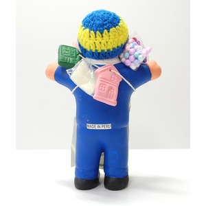 【エケコ人形18cm・タイプ2・青】胴体の色は青(ブルー)「タバコをくわえさせてあげるとお礼に願い事が叶えてくれる!」と話題になった幸運人形。」ペルー製 商品写真2