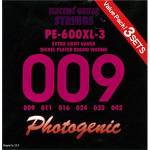 PG フォトジェニック エレキギター弦 PE-600XL-3 3セットパック (009-042) PE-600XL-3 - 拡大画像