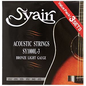 S.Yairi アコースティックギター弦 SY-1000L-3 3セットパック ライト (012-052) SY-1000L-3 - 拡大画像