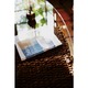 ローテーブル/強化ガラステーブル【クラール】 木製 棚収納付き アジアン家具 オーバル型 NRT-415 - 縮小画像2