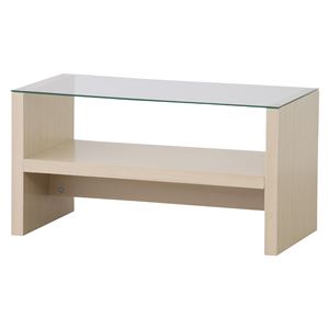 カフェテーブル 木製/強化ガラス製 棚収納付き CAT-NA ナチュラル 商品写真