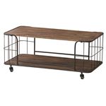 センターテーブル 木製（杉）/スチール 棚収納付き IW-994