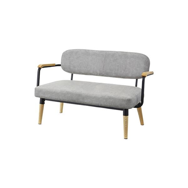 ソファー 幅110cm 2人掛け グレー 肘付き スチール ソフトレザー ロイス リビング ダイニング プレゼント