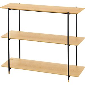 本棚/ブックシェルフ 3段 【オーク】 幅108cm×奥行41cm×高さ90cm スチール 〔リビング ダイニング 寝室〕 【組立品】