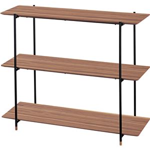 本棚/ブックシェルフ 3段 【ウォールナット】 幅108cm×奥行41cm×高さ90cm スチール 〔リビング ダイニング 寝室〕 【組立品】