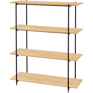 本棚/ブックシェルフ 4段 【オーク】 幅108cm×奥行41cm×高さ131cm スチール 〔リビング ダイニング 寝室〕 【組立品】