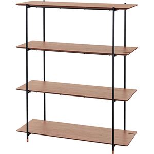 本棚/ブックシェルフ 4段 【ウォールナット】 幅108cm×奥行41cm×高さ131cm スチール 〔リビング ダイニング 寝室〕 【組立品】