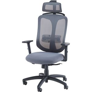オフィスチェア/デスクチェア 【グレー】 幅69×奥行66×高さ115～131×座面高43～53cm 肘付 キャスター 高さ調節 【組立品】