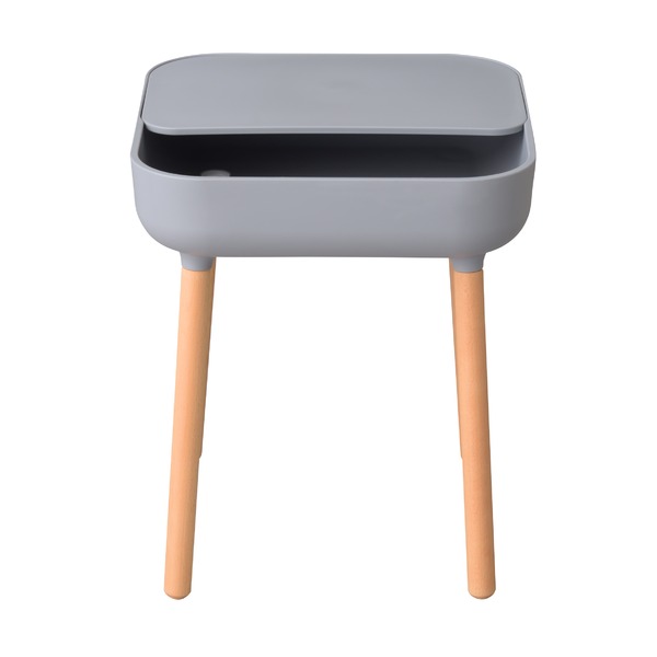 サイドテーブル ミニテーブル 幅40cm グレー 取り外し式天板 コード穴付き 木製 リビング ダイニング インテリア家具