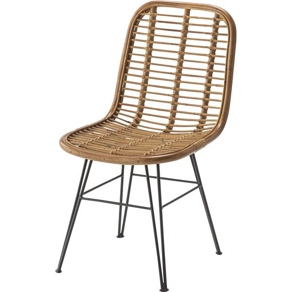 ダイニングチェア パーソナルチェア 約幅46cm ブラウン ラタン 籐製 スチール 完成品 リビング 在宅ワーク 店舗 インテリア家具