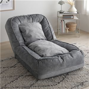 3WAY ソファ ベッド 約幅85×奥行105-165×高さ27-77cm グレー 14段階 リクライニングソファ ローソファ 座椅子
