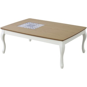 リビングこたつテーブル(アリス) 長方形（105cm×75cm） 本体 木製 KT-101WH ホワイト（白） - 拡大画像