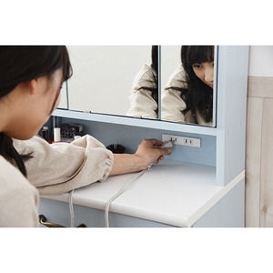 フレンチカントリー家具 三面鏡ドレッサー&スツール 幅60 フレンチスタイル ブルー&ホワイト 商品写真5