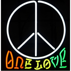 ネオンサイン ONE LOVE LOVE＆PEACE （ネオン管 看板 アメリカン雑貨 ・NEON SIGN・ネオンサイン） - 拡大画像