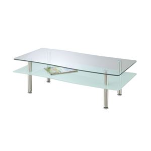 あずま工芸 リビングテーブル 幅110cm ガラス天板 ホワイト GLT-181 - 拡大画像