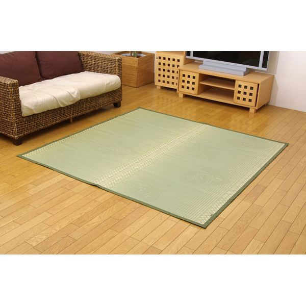 い草 花ござ/ラグマット 【江戸間2畳 約174×174cm】 日本製 抗菌 防臭 調湿機能 消臭 耐久性抜群 〔リビング ダイニング〕【代引不可】