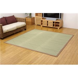 い草ラグカーペット ブラウン 約200×200cm（裏：不織布）