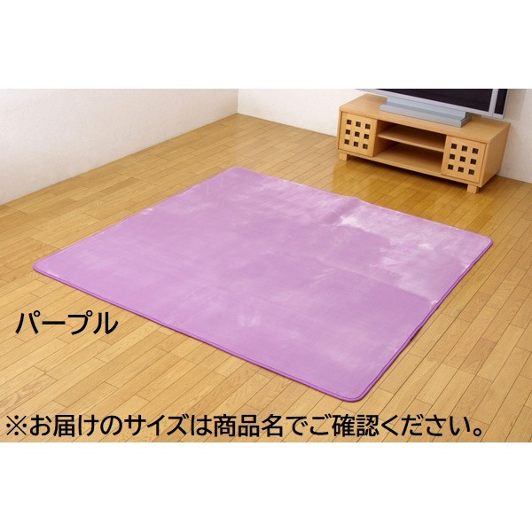 撥水 ラグマット/絨毯 【パープル 200×300cm】 ホットカーペット 床暖房対応 不織布 裏貼り加工 お手入れ簡単 〔リビング〕【代引不可】