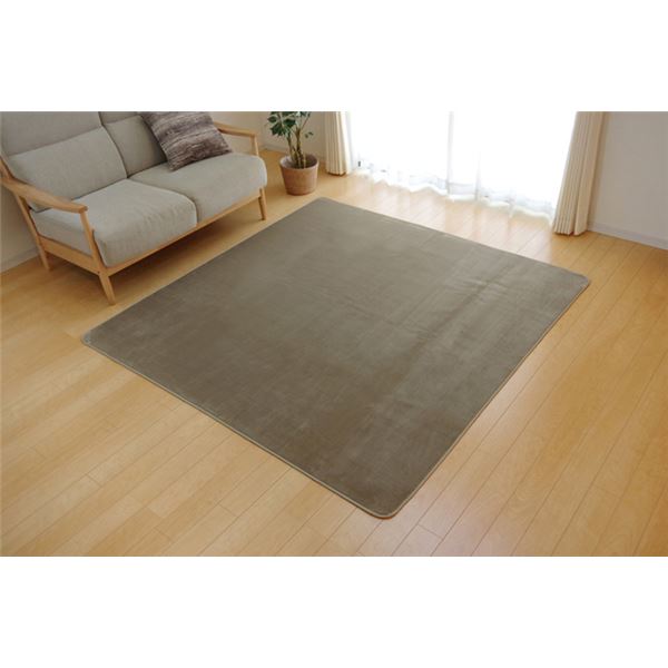 ラグマット/絨毯 【3畳 無地 ベージュ 約200×250cm】 洗える 軽量 抗菌 防臭 ホットカーペット 通年使用可 〔リビング〕【代引不可】