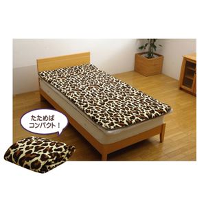 敷きパッド セミダブル 豹柄 サンゴマイヤー 『レオパードSD IT』 ブラウン 約120×205cm 商品写真2