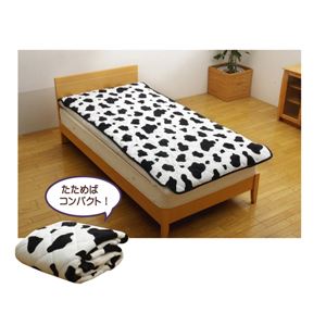 敷きパッド シングル 寝具 牛柄 アニマル柄 サンゴマイヤー 『ウッシーS IT』 ホワイト 約100×205cm 商品写真2