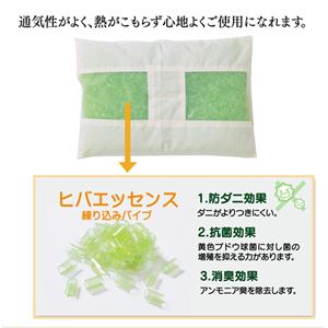 ピロー 枕 ヒバエッセンス練り込みパイプ使用 『ひばパイプ枕』 約35×50cm 商品写真3