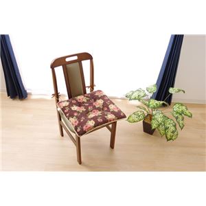 クッション 椅子用 シート エレガンス 花柄 『テセラ』 ブラウン 約43×43cm 2枚組 - 拡大画像