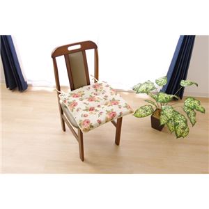 クッション 椅子用 シート エレガンス 花柄 『テセラ』 アイボリー 約43×43cm 2枚組 - 拡大画像
