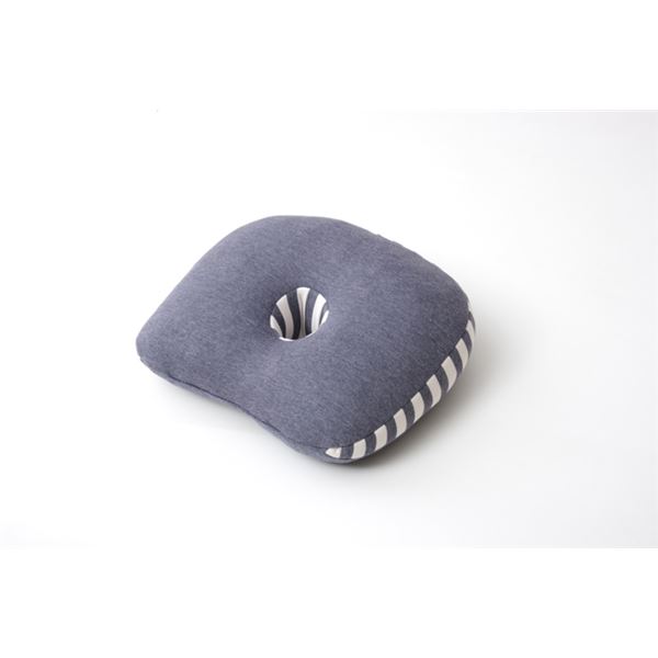 低反発 円座 クッション/座布団 【無地 ネイビー 約40×37cm】 快適フィット マイクロファイバー 〔リビング オフィス〕【代引不可】