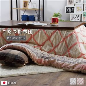 インド綿 こたつ布団/寝具 【グレー 約190×190cm】 正方形 綿100% 通気性 耐久性 軽量 東レ 〔リビング〕