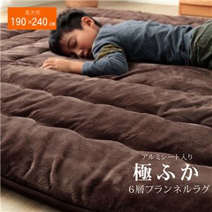 フランネル こたつ敷布団/ラグマット 【ブラウン 約190×240cm】 長方形 洗える 防音性 保温性抜群 〔リビング ダイニング〕