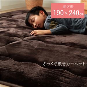 北欧風 ラグマット/こたつ敷布団 【ブラウン 約190×240cm】 長方形 洗える 防音性 保温性 〔リビング ダイニング〕