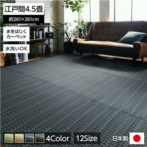 洗える PPカーペット アウトドア ペット ネイビー 江戸間4.5畳（約261×261cm）