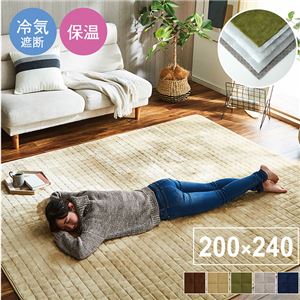 ラグマット/絨毯 【グレー 約200×240cm】 洗える 防滑加工 保温 蓄熱 断熱 アルミ 無地 ホットカーペット対応 〔リビング〕
