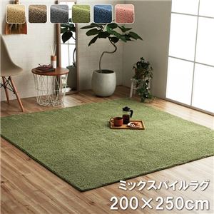 ラグ 長方形 ミックスパイル オシャレ ナチュラル 洗える 滑りにくい加工 オーバーロック コンパクト オールシーズン ローズ 約3畳 約200×250cm 床暖房 ホットカーペット対応