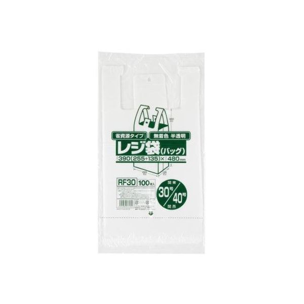 省資源レジ袋東30西40号100枚入HD半透明RF30 【（30袋×5ケース）合計150袋セット】 38-391