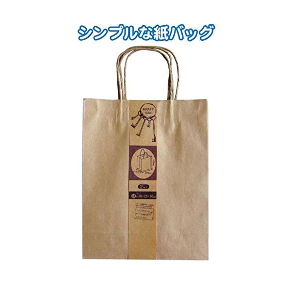 クラフト紙バッグM 2枚入（30×23×10cm） 【12個セット】 35-280