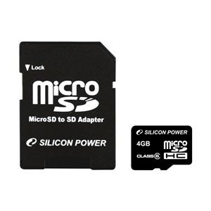 シリコンパワー microSDHCカード 4GB (Class6) 永久保証 (SDHCアダプター付) SP004GBSTH006V10 商品写真