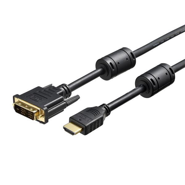 バッファロー（サプライ） HDMI：DVI変換ケーブル コア付 5.0m ブラック BSHDDV50BK