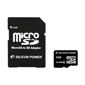 シリコンパワー micro SDHCカード 8GB (Class6) 永久保証 (SDHCアダプター付) SP008GBSTH006V10 商品写真