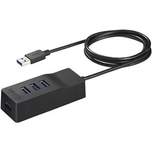 バッファロー(サプライ) USB3.0セルフパワーハブ 上挿し/4ポートタイプ TV背面取り付けキット付き ブラック BSH4A110U3VBK 商品写真1