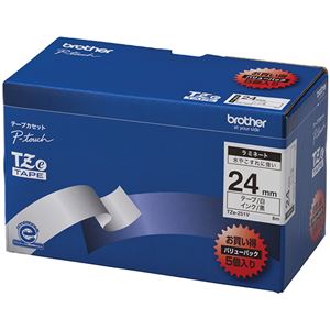 ブラザー工業 TZeテープ ラミネートテープ(白地/黒字) 24mm 5本パック TZe-251V 商品写真
