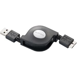 エレコム 巻き取りUSB3.0ケーブル(A-microB)/0.7m/ブラック USB3-AMBRL07BK 商品写真2